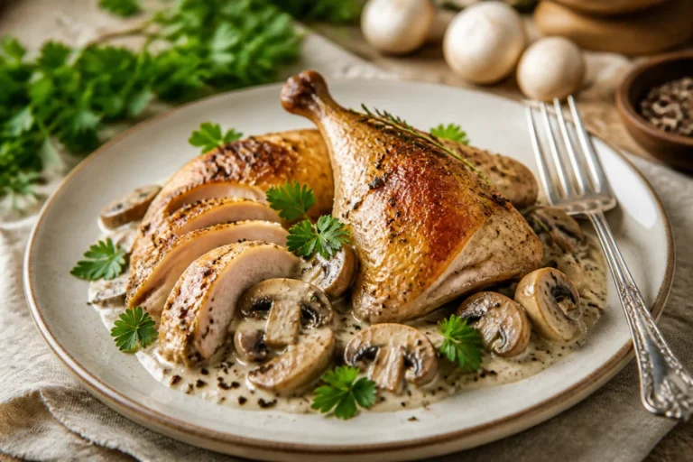 recette pintade aux champignons