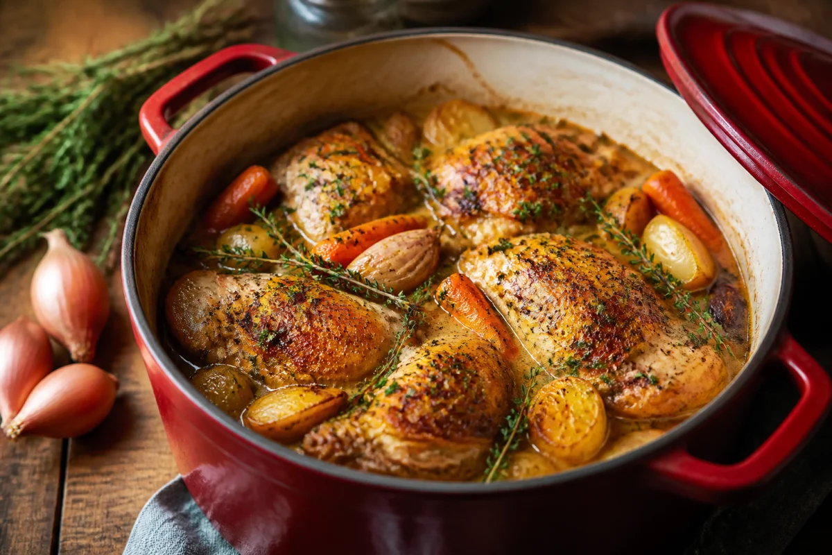 recette chapon en morceaux en cocotte